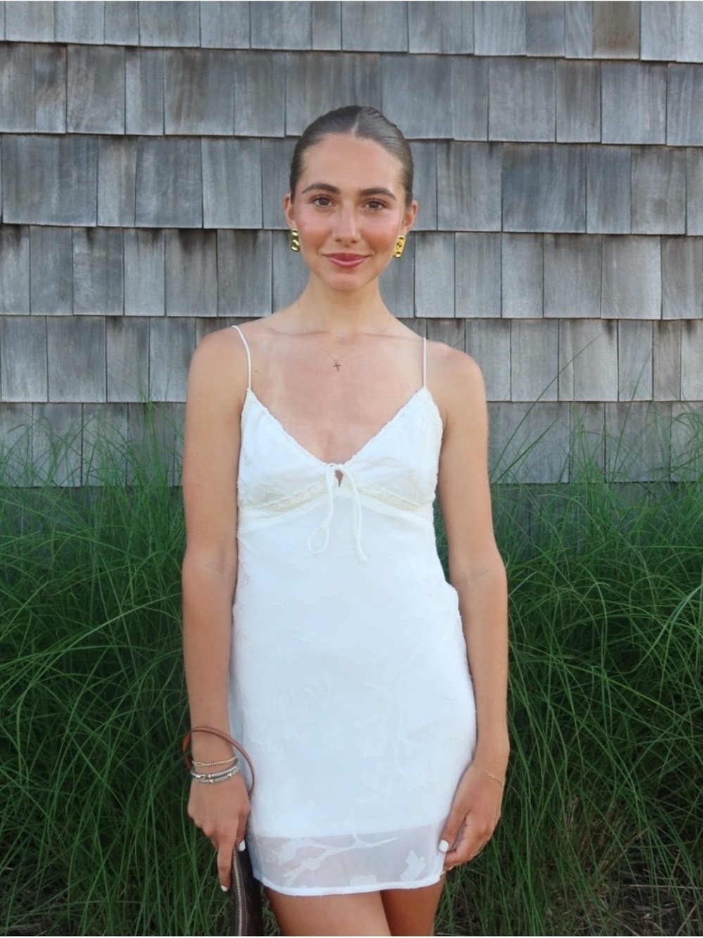 Princess Polly • NWT White Lace-Trim Slip Dress PTP 15-19”